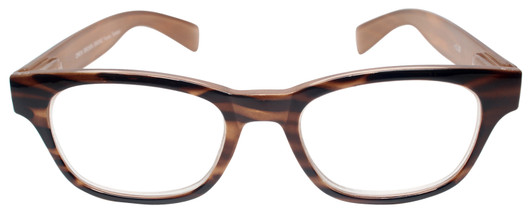 Front View of Calabria Drew Women Square Designer Blue Light Blocking Glasses 48mm Brown Smoke