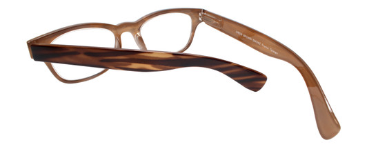 Close Up View of Calabria Drew Square Designer Progressive Blue Light Glasses 48mm in Brown Smoke