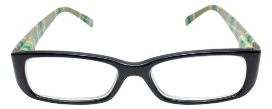 Front View of Calabria Beth Rectangular Designer Blue Light Blocking Glasses 50 mm Lime Green