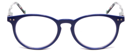 Front View of Calabria MDR8003 Designer Bi-Focal Prescription Rx Eyeglasses in Navy Blue Crystal Spot Unisex Oval Full Rim Acetate 47 mm