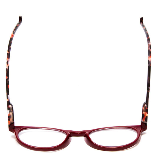 Top View of Calabria MDR8003 Designer Progressive Lens Prescription Rx Eyeglasses in Maroon Red Crystal Spot Unisex Oval Full Rim Acetate 47 mm
