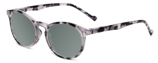 Profile View of Calabria MDR8003 Designer Polarized Sunglasses with Custom Cut Smoke Grey Lenses in Grey Tortoise Black Unisex Oval Full Rim Acetate 47 mm