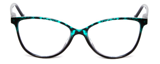 Front View of Calabria MDR8004 Ladies Cateye 49mm Reading Glasses in Green Tortoise Black Fade