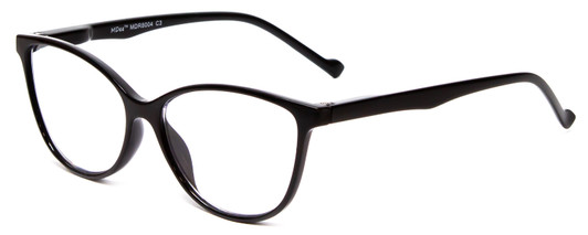 Profile View of Calabria MDR8004 Designer Blue Light Blocking Eyeglasses in Gloss Black Ladies Cateye Full Rim Acetate 49 mm