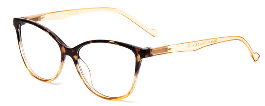 Profile View of Calabria MDR8004 Designer Blue Light Blocking Eyeglasses in Tortoise Fade Amber Crystal Ladies Cateye Full Rim Acetate 49 mm
