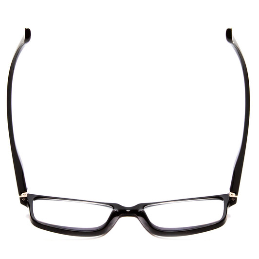 Top View of Calabria L2007 Designer Reading Eye Glasses with Custom Cut Powered Lenses in Gloss Black Mens Square Full Rim Acetate 54 mm