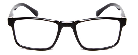 Front View of Calabria L2007 Designer Bi-Focal Prescription Rx Eyeglasses in Gloss Black Mens Square Full Rim Acetate 54 mm