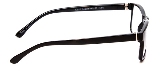 Side View of Calabria L2007 Designer Bi-Focal Prescription Rx Eyeglasses in Gloss Black Mens Square Full Rim Acetate 54 mm