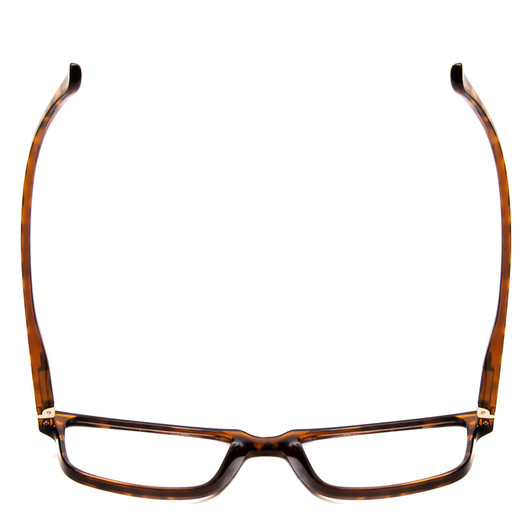 Top View of Calabria L2007 Designer Reading Eye Glasses with Custom Cut Powered Lenses in Tortoise Havana Brown Gold Mens Square Full Rim Acetate 54 mm