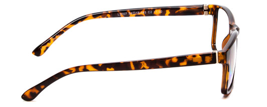 Side View of Calabria L2007 Designer Progressive Lens Blue Light Blocking Eyeglasses in Tortoise Havana Brown Gold Mens Square Full Rim Acetate 54 mm
