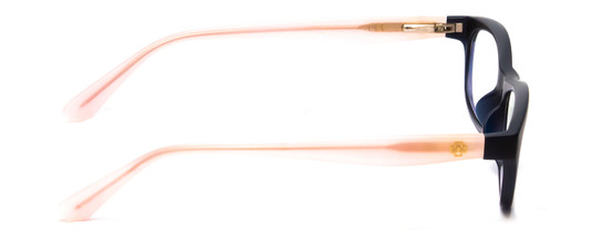 Side View of Ann Taylor ATR020 Designer Progressive Lens Blue Light Blocking Eyeglasses in Matte Navy Blue Blush Crystal Pink Ladies Cateye Full Rim Acetate 52 mm
