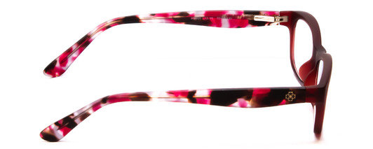 Side View of Ann Taylor ATR020 Designer Blue Light Blocking Eyeglasses in Matte Burgundy Red Marble Tortoise Ladies Cateye Full Rim Acetate 52 mm