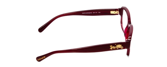 Side View of Coach HC6105 Designer Single Vision Prescription Rx Eyeglasses in Aubergine Red Crystal Ladies Rectangle Full Rim Acetate 53 mm