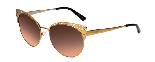 Profile View of Michael Kors Evy Women Cateye Sunglass Satin Pale Gold/Brown Peach Gradient 56mm