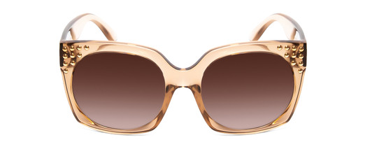 Front View of Michael Kors Destin Women Square Sunglasses in Crystal Amber/Brown Gradient 56mm