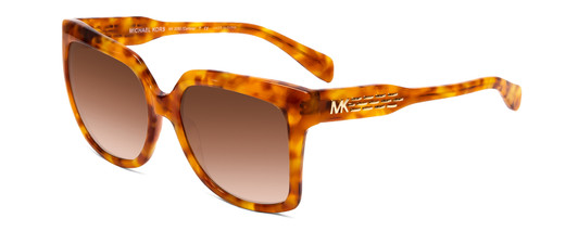 Profile View of Michael Kors Cortina Sunglasses Tortoise Orange Yellow Gold/Brown Gradient 55 mm