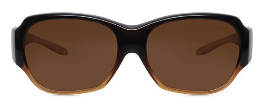 Front View of Foster Grant Women Cateye 57mm Fitover Sunglasses Black Crystal Amber Fade/Brown