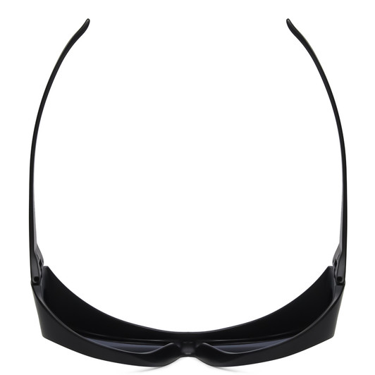Top View of Foster Grant Shield Oversized 64 mm Fitover Sunglasses in Matte Black/Smoke Grey