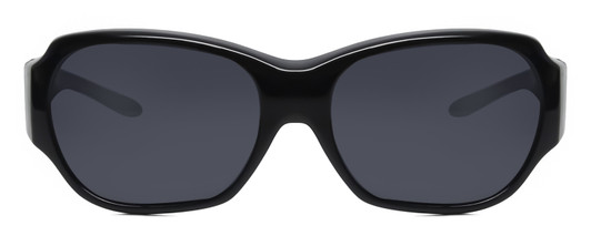 Front View of Foster Grant Solar Shield Ladies Cateye 59mm Fitover Sunglasses Gloss Black/Grey