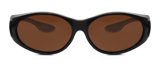 Front View of Foster Grant Solar Unisex Oval 60mm Fitover Sunglasses Dark Tortoise/Amber Brown