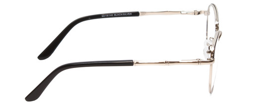 Side View of Scott&Zelda SZ7429 Unisex Round Reading Glasses in Black Silver Glitter Tip 50mm