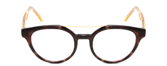 Front View of Scott&Zelda SZ7431 Designer Progressive Lens Prescription Rx Eyeglasses in Tortoise Havana Brown Gold Crystal Amber Tips Unisex Oval Full Rim Acetate 50 mm