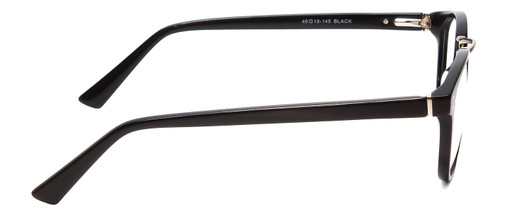 Side View of Scott&Zelda SZ7436 Designer Reading Eye Glasses with Custom Cut Powered Lenses in Gloss Black Silver Studs Unisex Oval Full Rim Acetate 49 mm