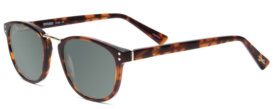 Profile View of Scott&Zelda SZ7436 Designer Polarized Sunglasses with Custom Cut Smoke Grey Lenses in Tortoise Havana Brown Gold Silver Studs Unisex Oval Full Rim Acetate 49 mm