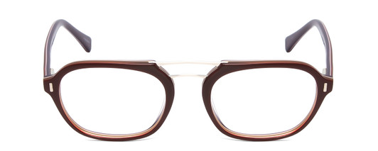 Front View of Scott&Zelda SZ7442 Designer Reading Eye Glasses with Custom Cut Powered Lenses in Burgundy Red Silver Triple Layer Purple Unisex Square Full Rim Acetate 52 mm