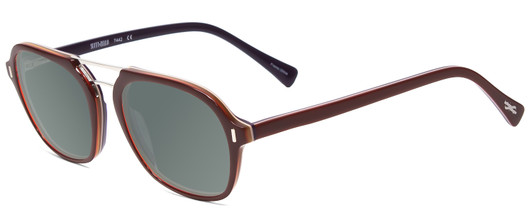 Profile View of Scott&Zelda SZ7442 Designer Polarized Sunglasses with Custom Cut Smoke Grey Lenses in Burgundy Red Silver Triple Layer Purple Unisex Square Full Rim Acetate 52 mm