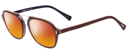 Profile View of Scott&Zelda SZ7442 Designer Polarized Sunglasses with Custom Cut Red Mirror Lenses in Burgundy Red Silver Triple Layer Purple Unisex Square Full Rim Acetate 52 mm