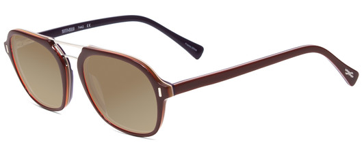 Profile View of Scott&Zelda SZ7442 Designer Polarized Sunglasses with Custom Cut Amber Brown Lenses in Burgundy Red Silver Triple Layer Purple Unisex Square Full Rim Acetate 52 mm