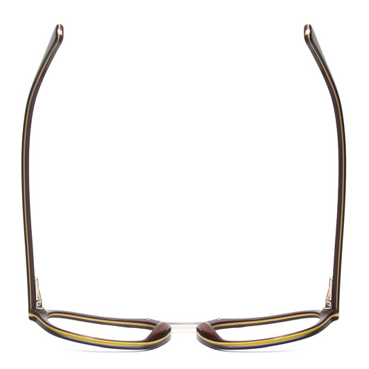 Top View of Scott&Zelda SZ7442 Designer Single Vision Prescription Rx Eyeglasses in Navy Blue Cobalt Silver Triple Layer Brown Unisex Square Full Rim Acetate 52 mm