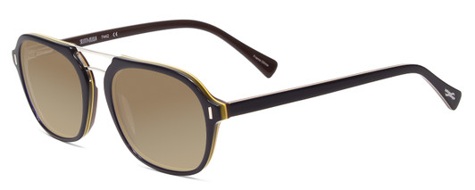Profile View of Scott&Zelda SZ7442 Designer Polarized Sunglasses with Custom Cut Amber Brown Lenses in Navy Blue Cobalt Silver Triple Layer Brown Unisex Square Full Rim Acetate 52 mm