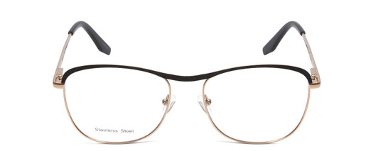 Front View of Scott&Zelda SZ7451 Designer Bi-Focal Prescription Rx Eyeglasses in Matte Black Gold Gloss Tips Unisex Classic Full Rim Metal 55 mm