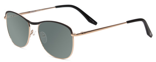 Profile View of Scott&Zelda SZ7451 Designer Polarized Sunglasses with Custom Cut Smoke Grey Lenses in Matte Black Gold Gloss Tips Unisex Classic Full Rim Metal 55 mm
