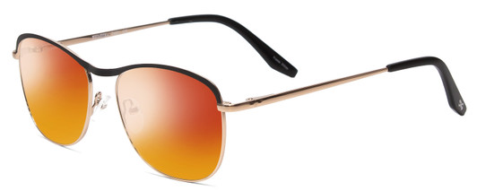 Profile View of Scott&Zelda SZ7451 Designer Polarized Sunglasses with Custom Cut Red Mirror Lenses in Matte Black Gold Gloss Tips Unisex Classic Full Rim Metal 55 mm