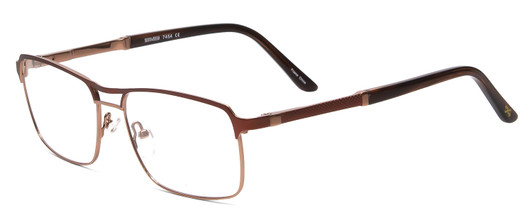 Profile View of Scott&Zelda SZ7454 Designer Bi-Focal Prescription Rx Eyeglasses in Matte Brown Satin Copper Unisex Rectangle Full Rim Metal 55 mm