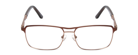 Front View of Scott&Zelda SZ7454 Designer Bi-Focal Prescription Rx Eyeglasses in Matte Brown Satin Copper Unisex Rectangle Full Rim Metal 55 mm