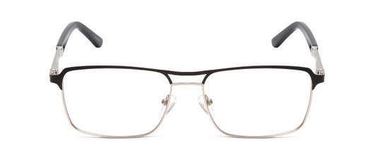 Front View of Scott&Zelda SZ7454 Designer Single Vision Prescription Rx Eyeglasses in Matte Black Silver Unisex Rectangle Full Rim Metal 55 mm