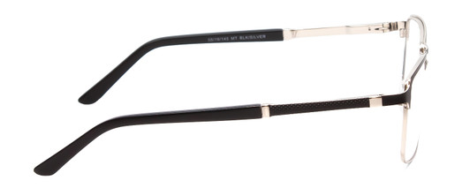 Side View of Scott&Zelda SZ7454 Designer Bi-Focal Prescription Rx Eyeglasses in Matte Black Silver Unisex Rectangle Full Rim Metal 55 mm