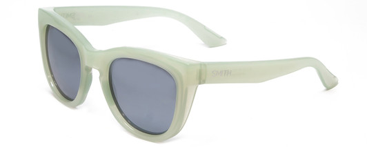 Profile View of Smith Sidney Lady Cateye Polarized Sunglasses Ice Smoke Green/Silver Mirror 52mm