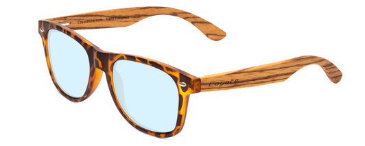 Profile View of Coyote Woodie Designer Blue Light Blocking Eyeglasses in Black Orange Tortoise Walnut Brown Wood Unisex Classic Full Rim Wood 52 mm