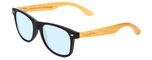 Profile View of Coyote Woodie Designer Blue Light Blocking Eyeglasses in Black Silver Brown Bamboo Wood Unisex Classic Full Rim Wood 52 mm