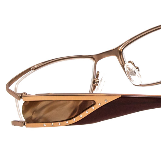 Calabria 823 Brown Women's Designer Reading Glasses Double Layer Acetate&Crystal