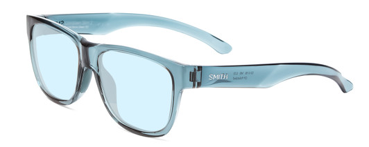 Profile View of Smith Optics Lowdown Slim 2 Designer Blue Light Blocking Eyeglasses in Crystal Stone Green Blue Unisex Classic Full Rim Acetate 53 mm