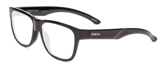 Profile View of Smith Optics Lowdown Slim 2 Designer Progressive Lens Blue Light Blocking Eyeglasses in Gloss Black Unisex Classic Full Rim Acetate 53 mm