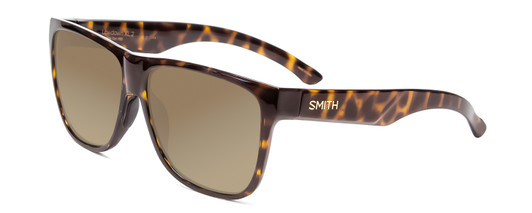 Profile View of Smith Optics Lowdown Xl 2 Designer Polarized Sunglasses with Custom Cut Amber Brown Lenses in Vintage Tortoise Havana Brown Gold Unisex Classic Full Rim Acetate 60 mm