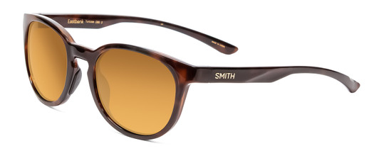 Profile View of Smith Eastbank Round Sunglasses Tortoise Havana Brown Gold & Carbonic Brown 52mm