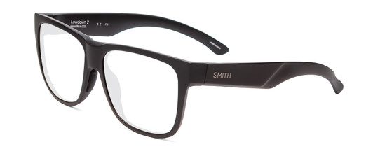 Profile View of Smith Optics Lowdown 2 Designer Blue Light Blocking Eyeglasses in Matte Black Unisex Square Full Rim Acetate 55 mm